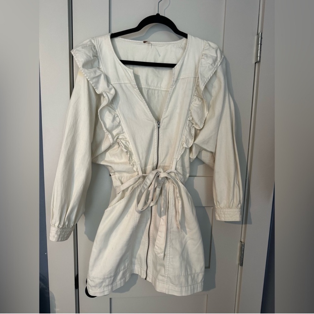 Free People White Tie Mini Dress Small